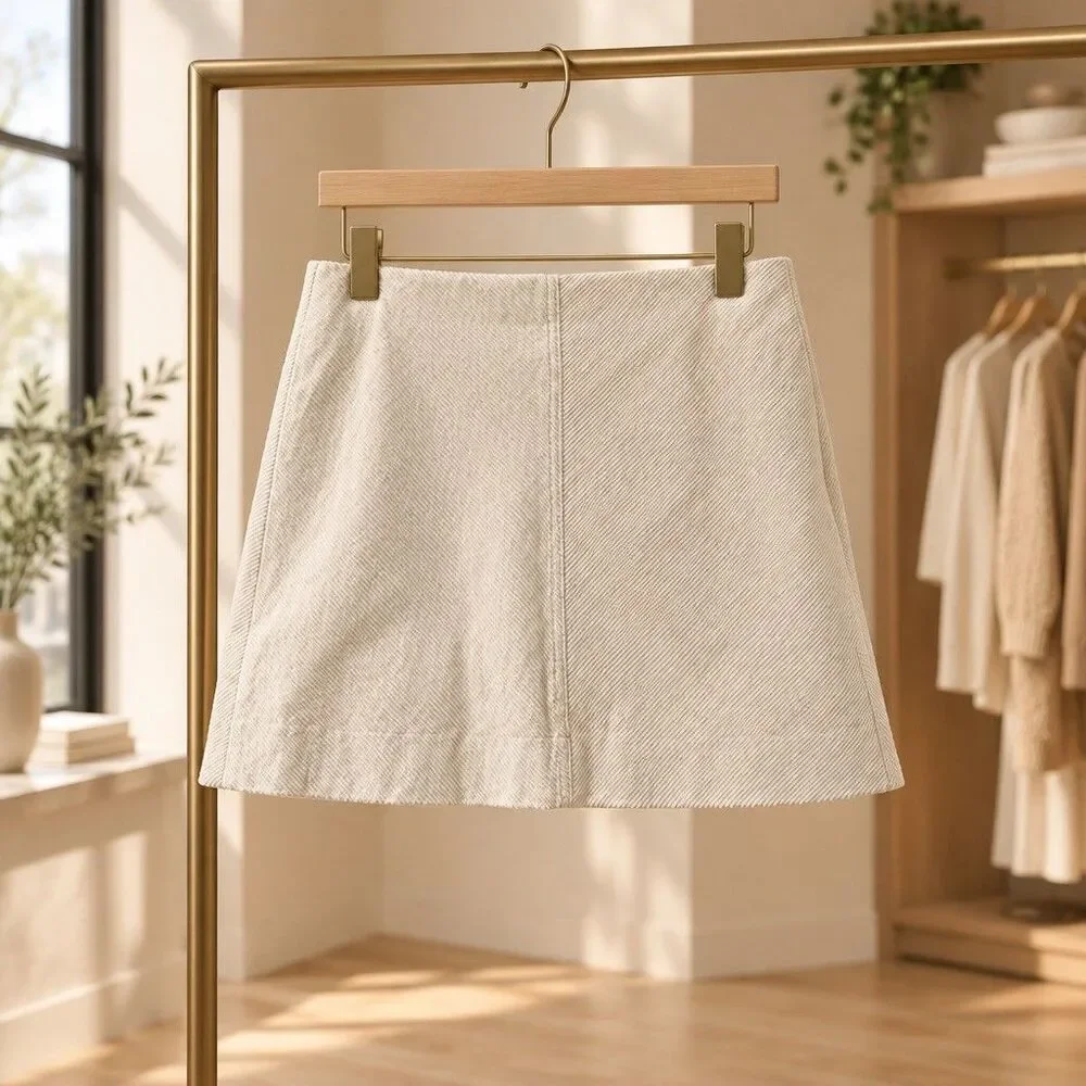 J.CREW Women's Ivory Corduroy Mini Skirt Lined Zip Closure Size 6 NWOT